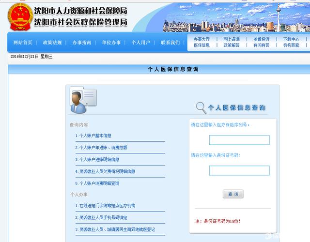 沈阳医疗保险查询_沈阳医疗保险查询个人账户查询官网